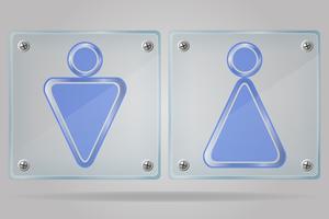 signe transparent toilettes homme et femme sur l&#39;illustration vectorielle plaque vecteur