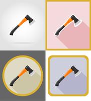 hache réparation et outils de construction icônes plats vector illustration