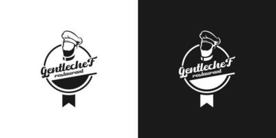 chef barbu emblème timbre étiquette badge autocollant logo illustration vectorielle avec typographie moderne. vecteur