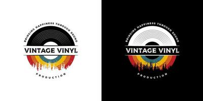 emblème rétro vintage, timbre, étiquette, autocollant et, insigne, logo de disque vinyle vecteur