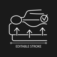 icône linéaire blanche de matelas de colonne vertébrale pour le thème foncé. matelas orthopédique. prévention de la douleur au bac. illustration personnalisable de fine ligne. symbole de contour vectoriel isolé pour le mode nuit. trait modifiable