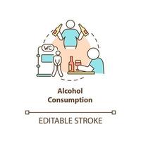 icône de concept de consommation d'alcool. la consommation de spiritueux entraîne une perte d'eau. conséquences de l'intoxication idée abstraite illustration de la ligne mince. dessin de couleur de contour isolé de vecteur. trait modifiable vecteur