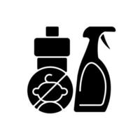 pas d'accès aux matériaux de nettoyage icône de glyphe noir. tenir les enfants éloignés des liquides chimiques. sécurité des enfants à la maison. prévention des intoxications. symbole de silhouette sur un espace blanc. illustration vectorielle isolée vecteur