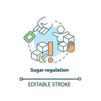 icône de concept de réglementation du sucre. illustration de ligne mince d'idée abstraite de régime d'adhd. consommer des quantités excessives de sucre. l'obésité chez les enfants. dessin de couleur de contour isolé de vecteur. trait modifiable vecteur