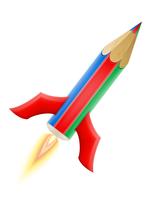 art crayon créatif concept illustration vectorielle de fusée vecteur