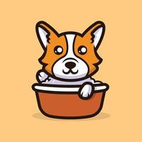 vecteur d'illustration mascotte chien corgi mignon