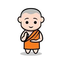 moine bouddhiste mignon vecteur