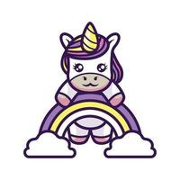 conception mignonne de petite mascotte de licorne vecteur