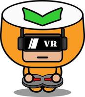 vecteur, dessin animé, caractère, mascotte, costume, nourriture, mignon, gâteau, talam, jouer, réalité virtuelle, jeu vecteur