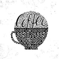 illustration vectorielle de la silhouette de la tasse de café. affiche ou carte postale calligraphique et lettrage. vecteur