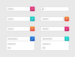 modèles de conception de barre de recherche Web vectorielle. ensemble d'icônes dans des barres colorées ou pour l'interface utilisateur graphique vecteur