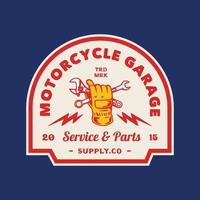 Illustration vectorielle de badge logo garage moto vintage fait à la main vecteur