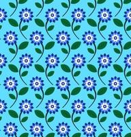 motif floral sans couture bleu vert. fond bleu. design papier peint, toile de fond, couverture, papier et prêt à imprimer sur tissu. illustration vectorielle vecteur