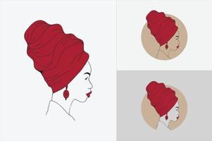 logo de belles femmes turban dessiné à la main vecteur