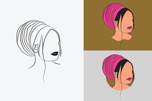 logo de belles femmes turban dessiné à la main vecteur