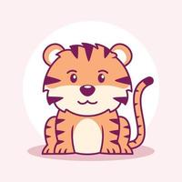 illustration d'icône de dessin animé mignon tigre. style de dessin animé plat animal vecteur