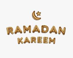 ramadan kareem écrit avec des ballons en feuille d'or. ramadan lettrage ballons d'or réalistes vecteur