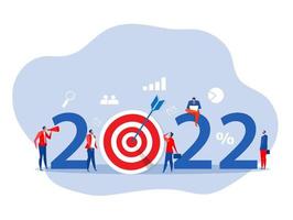 objectif futur et plans année 2022 cible commerciale résolutions du nouvel an plan de réussite ou concept de réussite de carrière illustration vectorielle vecteur