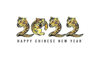 symbole élégant du nouvel an chinois 2022 avec un design de carte de visage de tigre vecteur