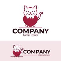 chat étreignant la conception de modèle de logo d'amour vecteur