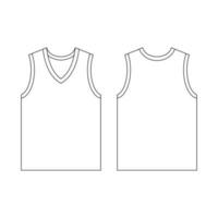 Modèle de basket-ball jersey v-cou illustration vectorielle design plat modèle de collection de vêtements de contour