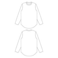 Modèle de t-shirt à manches longues vector illustration croquis plat design contour