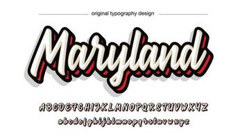 typographie moderne cursive audacieuse blanche avec contour rouge vecteur