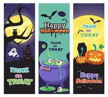 illustration vectorielle happy halloween trick or treat célébration avec les personnages pour l'invitation à la fête