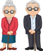 couple de personnes âgées de dessin animé isolé sur fond blanc vecteur