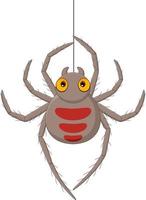 Araignée de dessin animé accrochée à une toile vecteur