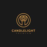 image de conception de l'icône du logo premium de la lumière des bougies vecteur