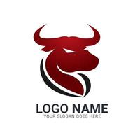 tête de silhouette de taureau rouge. création de logo de taureau.