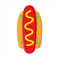 illustration vectorielle de hot-dog vu d'en haut avec fromage et sauce tomate, restaurant et thème culinaire. adapté à la publicité de produits alimentaires vecteur