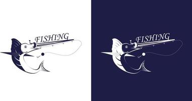 logo de pêche avec poisson en deux styles vecteur