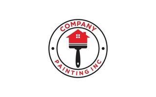 logo vectoriel le pinceau peinture peintre service travail maison immobilier noir rouge logo simple design minimaliste