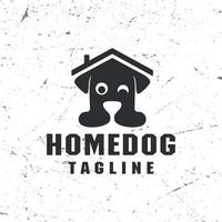 logo de maison de chiot, tête de chien avec icône de vecteur de logo de maison de coeur d'amour dans l'illustration de style de ligne linéaire à la mode