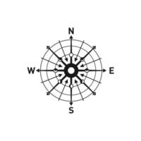 conception de logo de style de ligne simple formant un cercle de boussole, logo de directions, points de coordonnées, aventurier vecteur