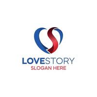 amour donnant logo, coeur donnant logo, coeur abstrait de couleur bleu rouge, logo de soins de santé, création de logo de soins aux personnes vecteur