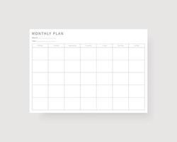 modèle de planificateur mensuel. modèle de calendrier mensuel. illustration vectorielle. vecteur