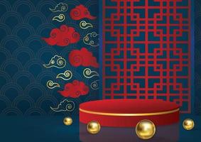 conception d'affichage de produit de fond oriental nouvel an chinois pour la bannière de site web vecteur