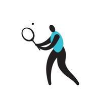 vecteur d'icône de joueur de tennis. homme tenant une raquette de tennis. figure d'un homme sur un fond blanc. sport