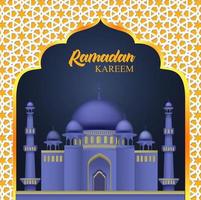conception islamique ramadan kareem avec fond de mosquée et de porte vecteur