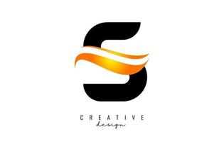 logo de lettre s avec swoosh orange dégradé. lettre s avec des éléments géométriques abstraits. vecteur