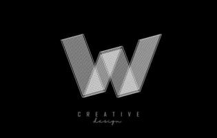 logo lettre w lignes blanches. conception d'illustration vectorielle de ligne créative avec effet 3d. vecteur