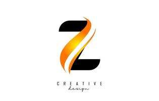 logo de lettre z avec swoosh orange dégradé. lettre z avec des éléments géométriques abstraits. vecteur
