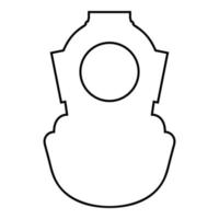 casque de plongeur plongée sous-marine concept vintage eau loisirs ancien style icône contour noir couleur illustration vectorielle image de style plat vecteur
