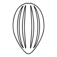 cacao bob pod cacao fruit peler chocolat graines icône contour noir couleur illustration vectorielle image de style plat vecteur