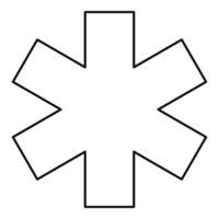 symbole médical signe d'urgence étoile de vie service concept icône contour noir couleur illustration vectorielle image de style plat vecteur
