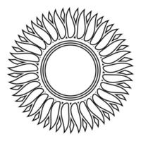 tournesol fleur soleil icône contour noir couleur illustration vectorielle image de style plat vecteur