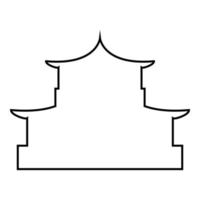 maison chinoise silhouette traditionnelle pagode asiatique cathédrale japonaise façade icône contour noir couleur illustration vectorielle image de style plat vecteur